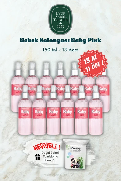 150 ML 13 AL 11 ÖDE Baby Pınk Bebek Kolonyası ve ROSIE Hediye ürün görseli 1