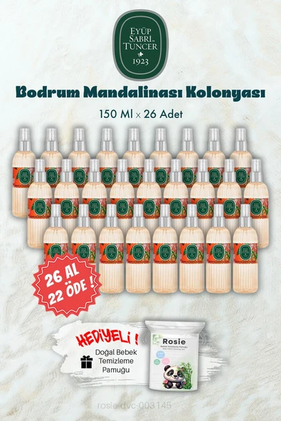 26 AL 22 ÖDE 150 ML Bodrum Mandalinası Kolonyası ve ROSIE Hediye ürün görseli 1