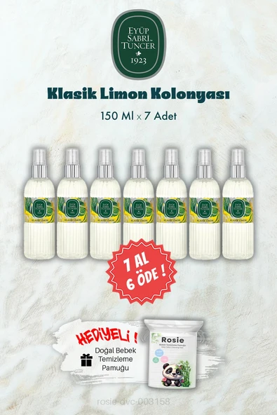 150 ML Klasik Limon Kolonyası 7 AL 6 ÖDE ve ROSIE Hediye ürün görseli 1