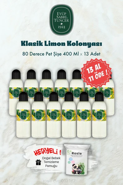 400 ML 13 AL 11 ÖDE 80 Derece Klasik Limon Kolonyası ve ROSIE Hediye ürün görseli 1