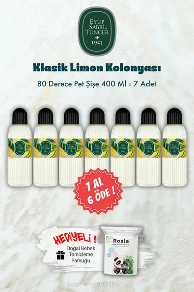 400 ML 80 Derece Klasik Limon Kolonyası 7 AL 6 ÖDE ve ROSIE Hediye ürün görseli 1