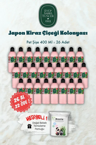 26 AL 22 ÖDE 400 ML Pet Şişe Japon Kiraz Çiçeği Kolonyası ve ROSIE Hediye ürün görseli 1