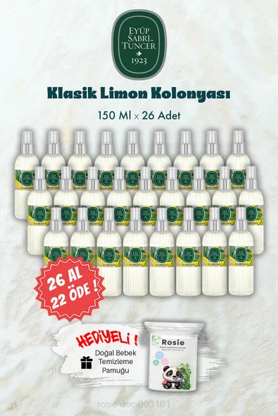 26 AL 22 ÖDE 150 ML Klasik Limon Kolonyası ve ROSIE Hediye ürün görseli 1