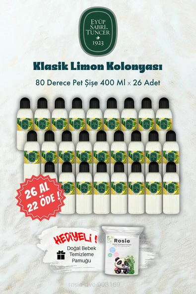 26 AL 22 ÖDE 400 ML 80 Derece Klasik Limon Kolonyası ve ROSIE Hediye ürün görseli 1