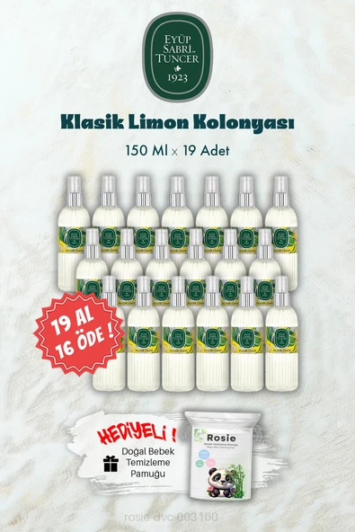 Klasik Limon Kolonyası 19 AL 16 ÖDE 150 ML ve ROSIE Hediye ürün görseli 1
