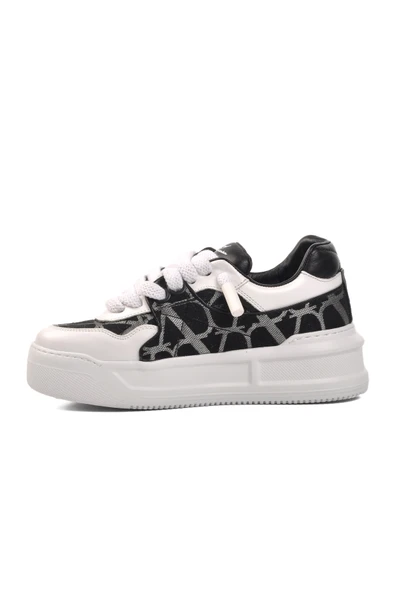 Siyah Gri Beyaz Unisex Sneaker - Resim 2
