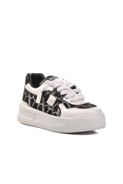 Siyah Gri Beyaz Unisex Sneaker - Resim 3