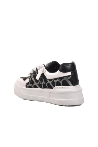 Siyah Gri Beyaz Unisex Sneaker - Resim 4