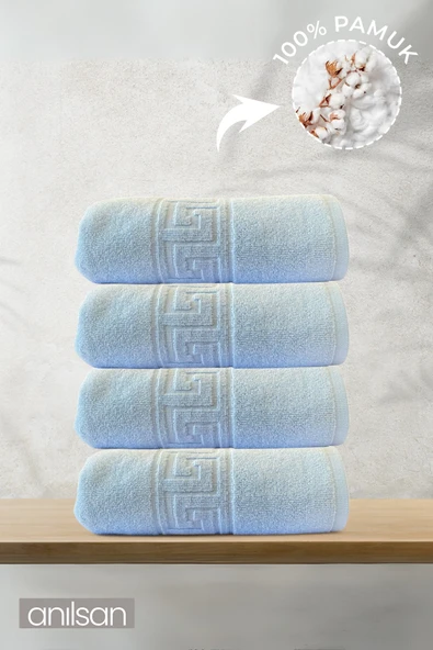 4'lü Greek Mavi Banyo Havlusu - 70x140 Cm, 490 Gr, %100pamuk, Spa Ve Otel Havlusu ürün görseli 1