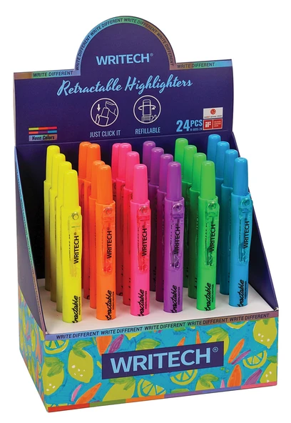 WRITECH W-805S BASMALI FOSFORLU KALEM NEON 6 RENK - 24'LÜ SET ürün görseli 1