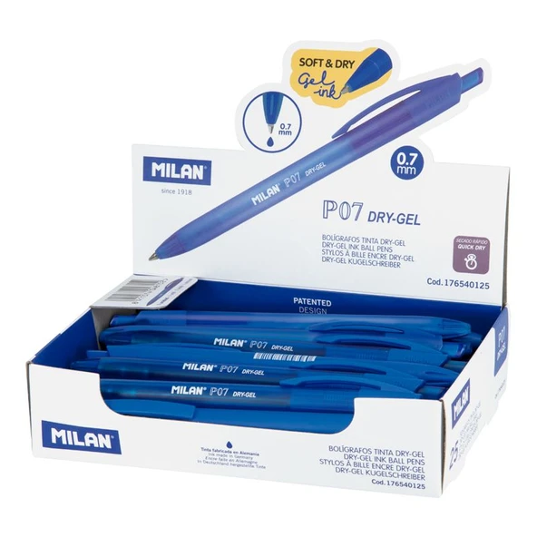 MILAN 176540125 DRY-GEL P07 MAVİ GEL KALEM - 25ADET ürün görseli 1