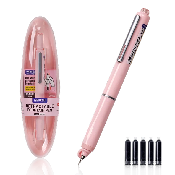 WRITECH W-784 BASMALI DOLMA KALEM PEMBE GÖVDE - BLİSTER ürün görseli 1