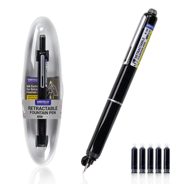 WRITECH W-784 BASMALI DOLMA KALEM SİYAH GÖVDE - BLİSTER ürün görseli 1