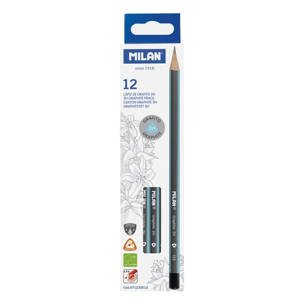 MILAN 071230012 GRAPHITE 2H ÜÇGEN KURŞUN KALEM - 12ADET ürün görseli 1