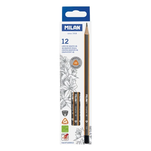 MILAN 071230512 GRAPHITE 4B ÜÇGEN KURŞUN KALEM - 12ADET ürün görseli 1