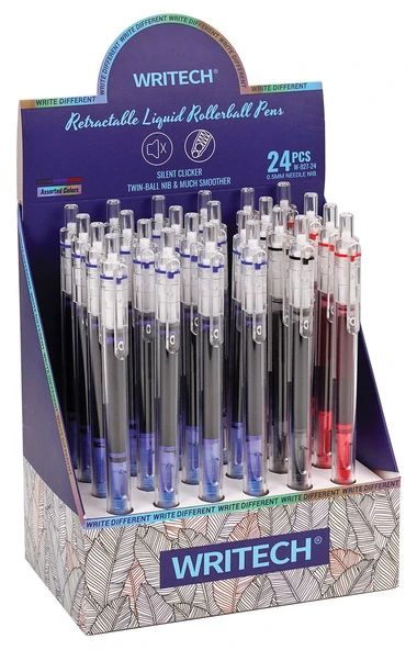 WRITECH W-927 BASMALI ROLLER 0,5MM KALEM (MAVİ-SİYAH-KIRMIZI) - 24'LÜ SET ürün görseli 1