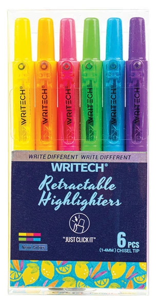 WRITECH W-805S BASMALI FOSFORLU KALEM NEON 6 RENK - 6'LI ürün görseli 1