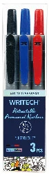 WRITECH W-805P BASMALI PERMANENT KALEM (SİYAH-MAVİ-KIRMIZI) - 3'LÜ ürün görseli 1