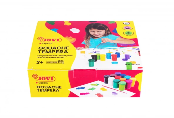 JOVI 521 GUAJ BOYA 12 X 15ML KAVANOZ + FIRÇA ASORTİ RENKLER - 12'Lİ KUTU ürün görseli 1