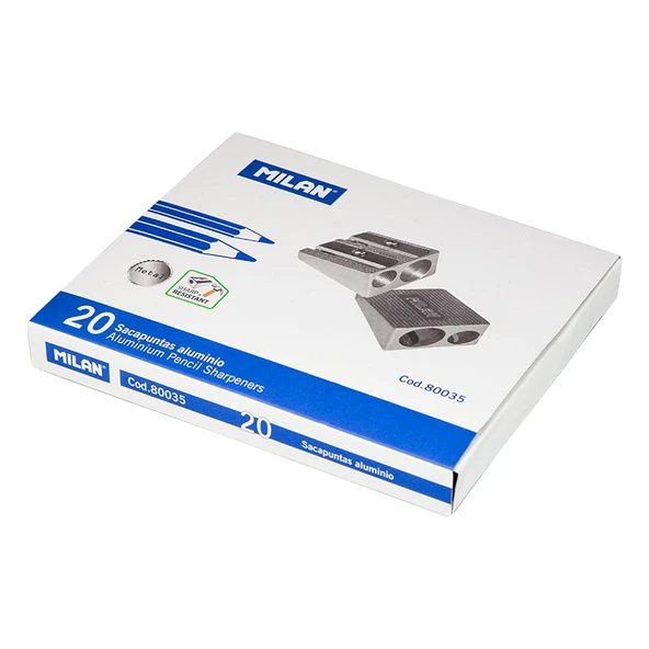 MILAN 80035 ÇİFT DELİKLİ METAL KALEMTRAŞ - 20ADET ürün görseli 1