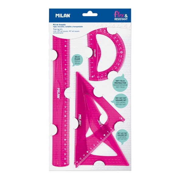 MILAN 359801P ACID PEMBE ESNEK CETVEL SETİ - 4'LÜ ürün görseli 1