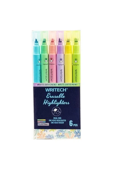 WRITECH W-822 SİLİNEBİLİR FOSFORLU KALEM NEON - 6'LI SET ürün görseli 1