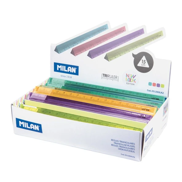 MILAN 351260LK2 NEW LOOK ÜÇGEN RENKLİ CETVEL 15CM - 60 LI ürün görseli 1