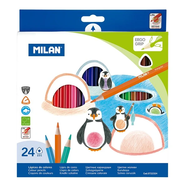 MILAN 722324 ÜÇGEN KURU BOYA KALEMİ 2,9MM - 24 LÜ ürün görseli 1