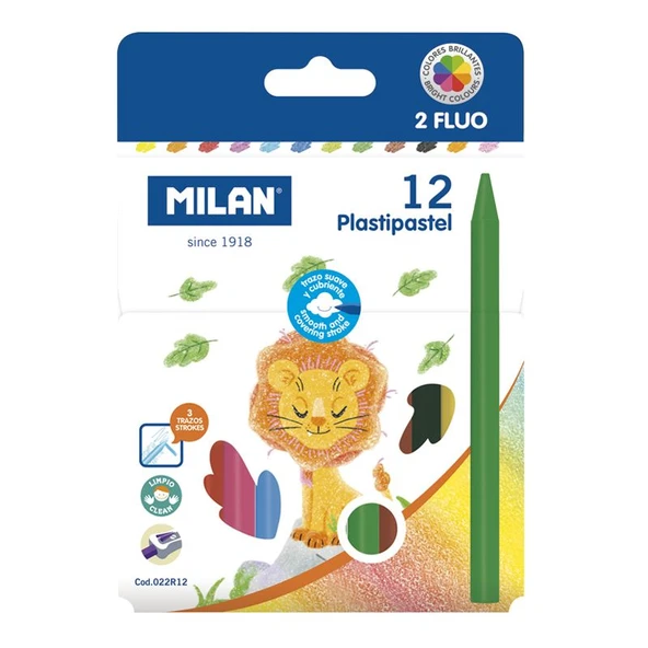 MILAN 022R12 PLASTIPASTEL MUM PASTEL BOYA 12LI ürün görseli 1