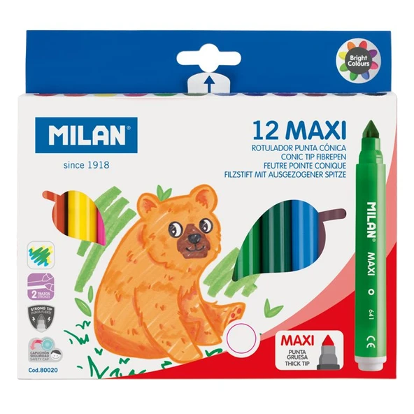 MILAN 80020 MAXI JUMBO KEÇELİ KALEM - 12 Lİ ürün görseli 1