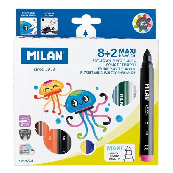 MILAN 80023 MAXI JUMBO SİHİRLİ KEÇELİ KALEM - 10 LU ürün görseli 1