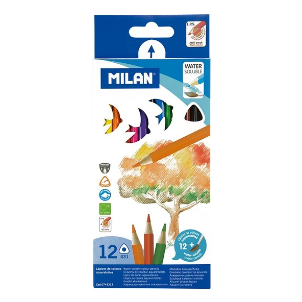 MILAN 0742312 AQUARELL KURU SULU BOYA - 12 Lİ ürün görseli 1