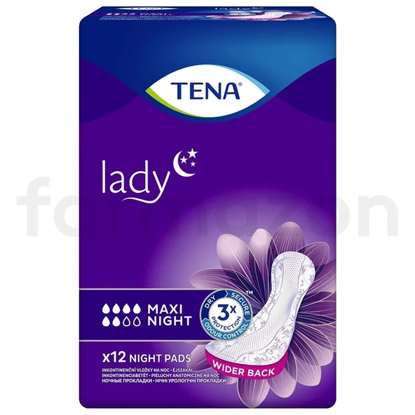 Tena Lady Maxi Night 8 Damla Gece 12'li 6 Adet Kadın Mesane Pedi ürün görseli 1