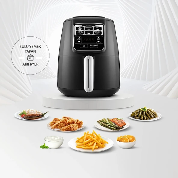 Karaca Air Pro Cook XL 2 in 1 Konuşan Airfryer Black Chrome 4 Kişilik ürün görseli 1