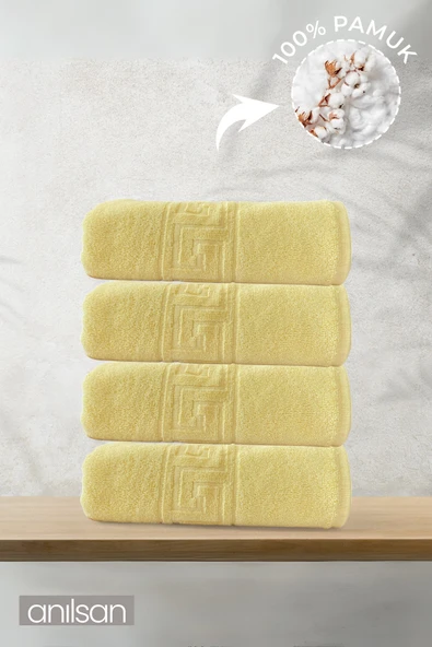 4'lü Greek Sarı Banyo Havlusu - 70x140 Cm, 490 Gr, %100pamuk, Spa Ve Otel Havlusu ürün görseli 1