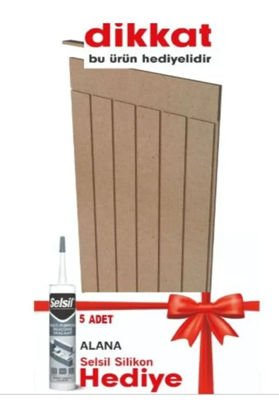 5 adet Dekoratif Duvar Paneli ( 54 X 100 Cm) Boyanabilir Ahşap Ham Mdf Duvar Paneli 5 Adet silikon ürün görseli 1