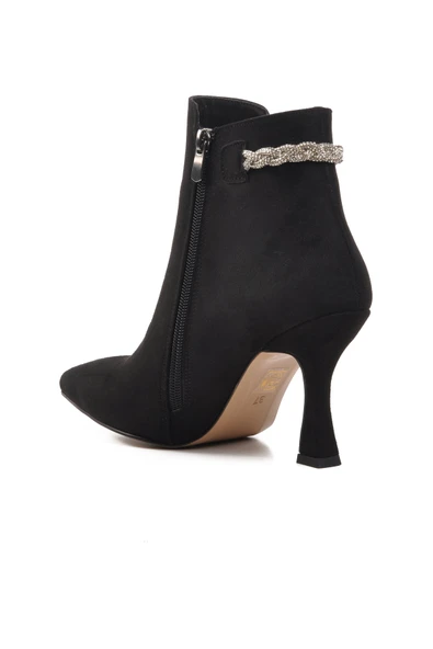 Siyah Süet Kadın Topuklu Bot - Resim 4