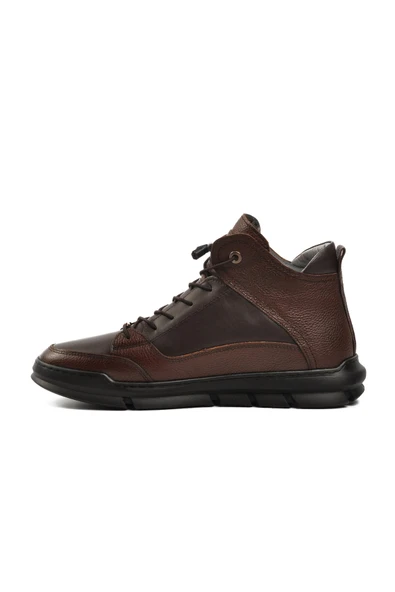 Kahve Hakiki Deri Sneaker Erkek Bot - Resim 2