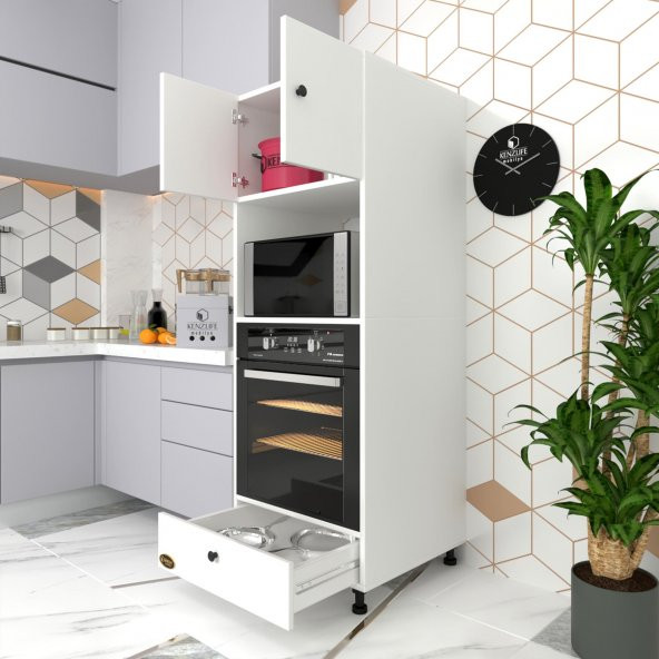 Kenzlife fırın dolabı kamile byz 162x60x56 mutfak çekmeceli ayaklı banyo kiler ofis ürün görseli 1