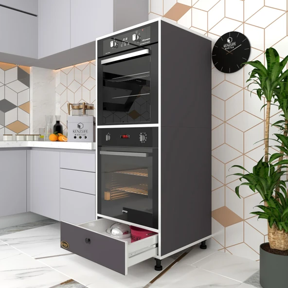 Kenzlife fırın dolabı naime gri 145*60*56 mutfak çekmeceli ayaklı banyo kiler ofis ürün görseli 1