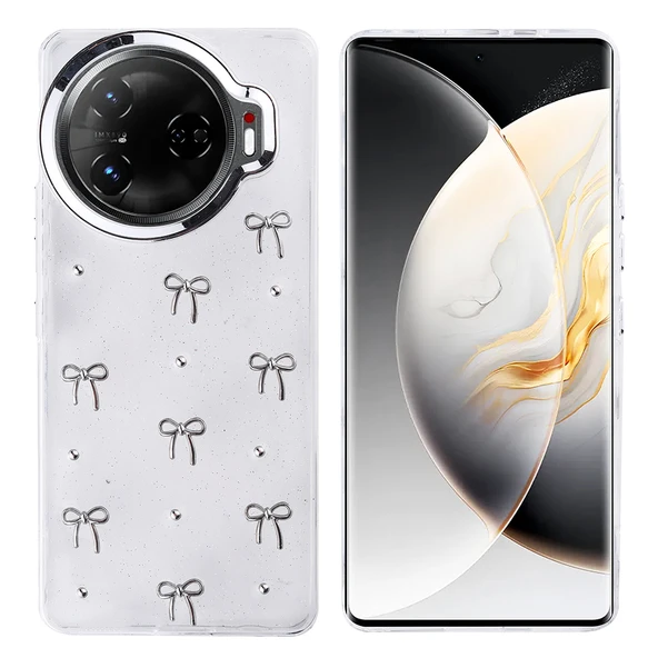 Tecno Camon 30 Pro 5G Kılıf Airbag Tasarımlı Simli Şeffaf Zore Kutup Kapak ürün görseli 1
