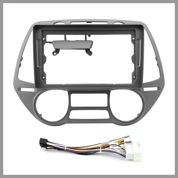 HYUNDAI İ20 2009-2014 UYUMLU 9"GÜMÜŞ ANDROID MULTİMEDYA ÇERÇEVESİ - SOKET ürün görseli 1