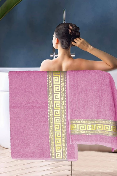 2 Parça Banyo Havlu Seti Helen %100 Pamuklu 70x140 cm ürün görseli 1