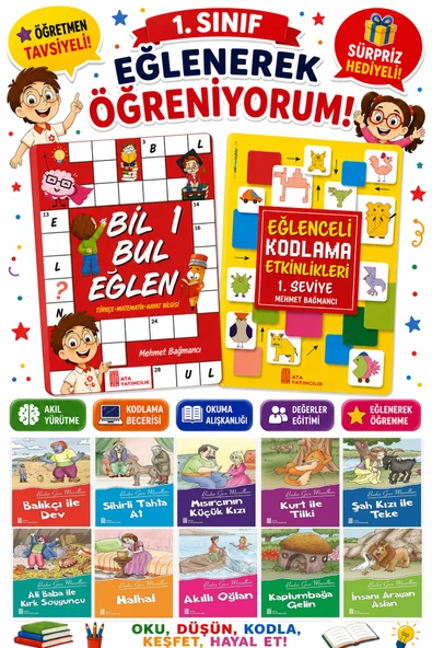 1.Sınıflar İçin Okumayı Sevdiren 10 lu Hikaye Seti -Bil Bul Eğlen-Kodlama 3 (Okulda Evde Tatilde) ürün görseli 1
