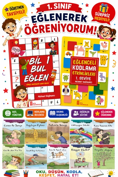 1.Sınıflar İçin Okumayı Sevdiren 10 lu Hikaye Seti -Bil Bul Eğlen-Kodlama 2 (Okulda Evde Tatilde) ürün görseli 1