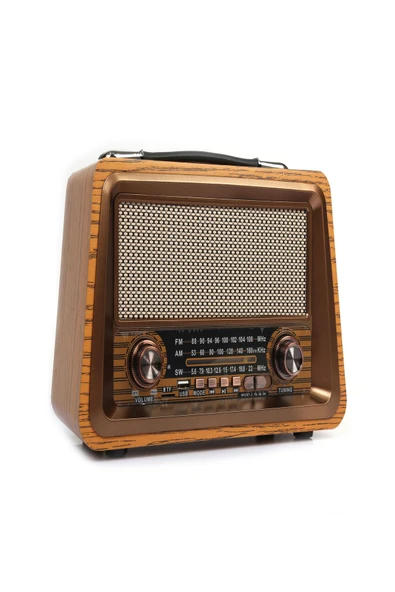 ULTRATEKNO R-2066BT Nostaljik Radyo Gerçek Ahşap Eskitme Bluetooth Hoparlör Mp3 Çalar Müzik Kutusu ürün görseli 1
