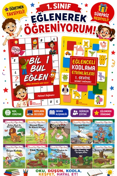 1.Sınıflar İçin Okumayı Sevdiren 10 lu Hikaye Seti -Bil Bul Eğlen-Kodlama 4 (Okulda Evde Tatilde) ürün görseli 1
