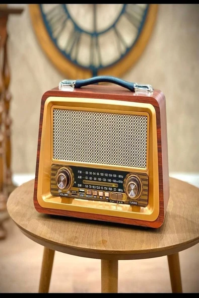 ULTRATEKNO R-2066BT Nostaljik Radyo Gerçek Ahşap Eskitme Bluetooth Hoparlör Mp3 Çalar Müzik Kutusu ürün görseli 1