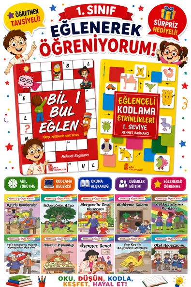 1.Sınıflar İçin Okumayı Sevdiren 10 lu Hikaye Seti -Bil Bul Eğlen-Kodlama 5 (Okulda Evde Tatilde) ürün görseli 1
