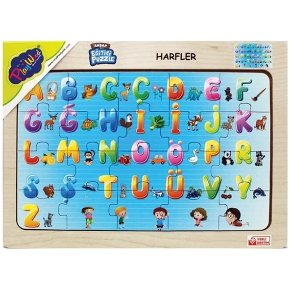 Playwood - Ahşap Eğitici Puzzle Harfler- 20 Parça ürün görseli 1